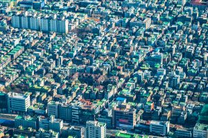Beautiful aerial view of architecture building in Seoul City